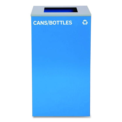 29 Gallon Trash/Recycling Cans, Steel, Blue Cans/Bottles Recycling Can, Green Compost Can, Black Trash Can with Square Lids