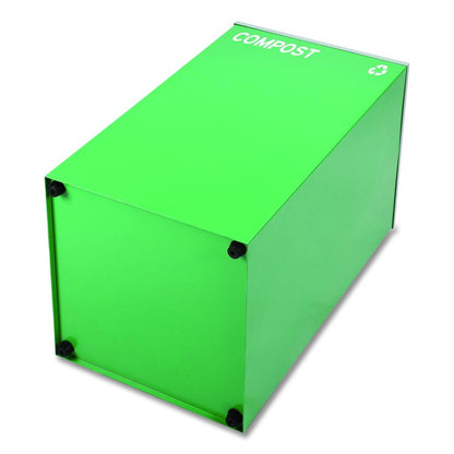29 Gallon Trash/Recycling Cans, Steel, Blue Cans/Bottles Recycling Can, Green Compost Can, Black Trash Can with Square Lids