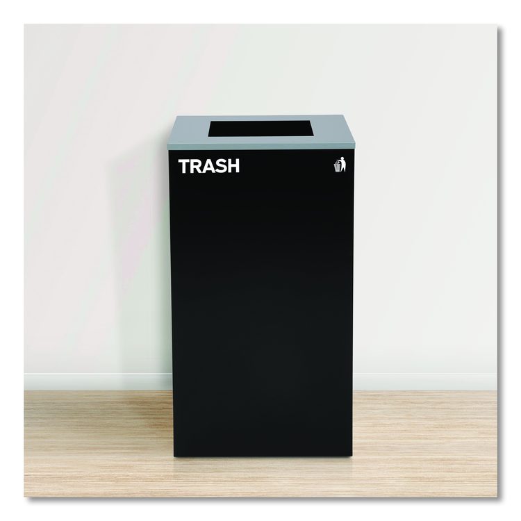 29 Gallon Trash/Recycling Cans, Steel, Blue Cans/Bottles Recycling Can, Green Compost Can, Black Trash Can with Square Lids
