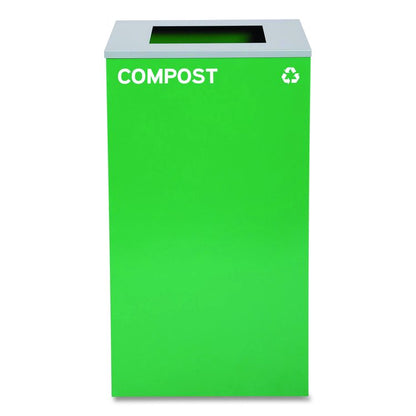 29 Gallon Trash/Recycling Cans, Steel, Blue Recycling Can/Mixed Lid, Green Compost Can and Black Trash Can with Square Lids