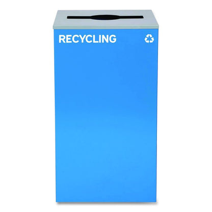29 Gallon Trash/Recycling Cans, Steel, Blue Recycling Can/Mixed Lid, Green Compost Can and Black Trash Can with Square Lids