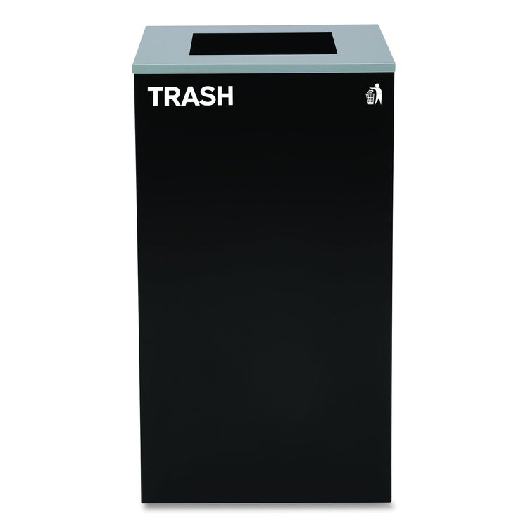 29 Gallon Trash/Recycling Cans, Steel, Blue Mixed Recycling Can w/Mixed Lid, Green Compost and Black Trash Cans w/Square Lids
