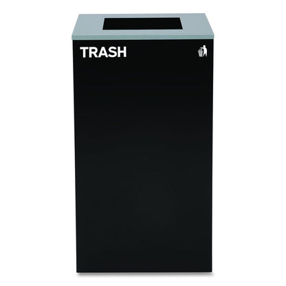 29 Gallon Trash/Recycling Cans, Steel, Blue Mixed Recycling Can w/Mixed Lid, Green Compost and Black Trash Cans w/Square Lids