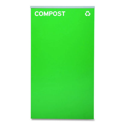 29 Gallon Trash/Recycling Cans, Steel, Blue Cans/Bottles Recycling Can w/Mixed Lid, Green Compost and Black Trash w/Sq Lid