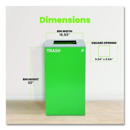 29 Gallon Trash/Recycling Cans, Steel, Green Trash Can with Square Lid
