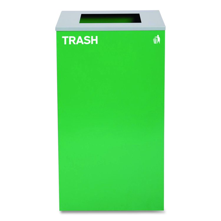 29 Gallon Trash/Recycling Cans, Steel, Green Trash Can with Square Lid