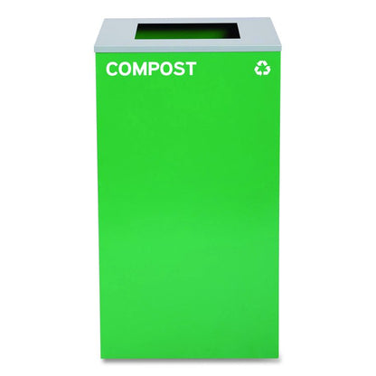 29 Gallon Trash/Recycling Cans, Steel, Green Compost Can with Square Lid