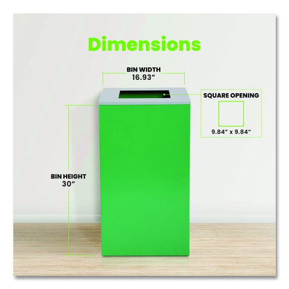 29 Gallon Trash/Recycling Cans, Steel, Green Can with Square Lid