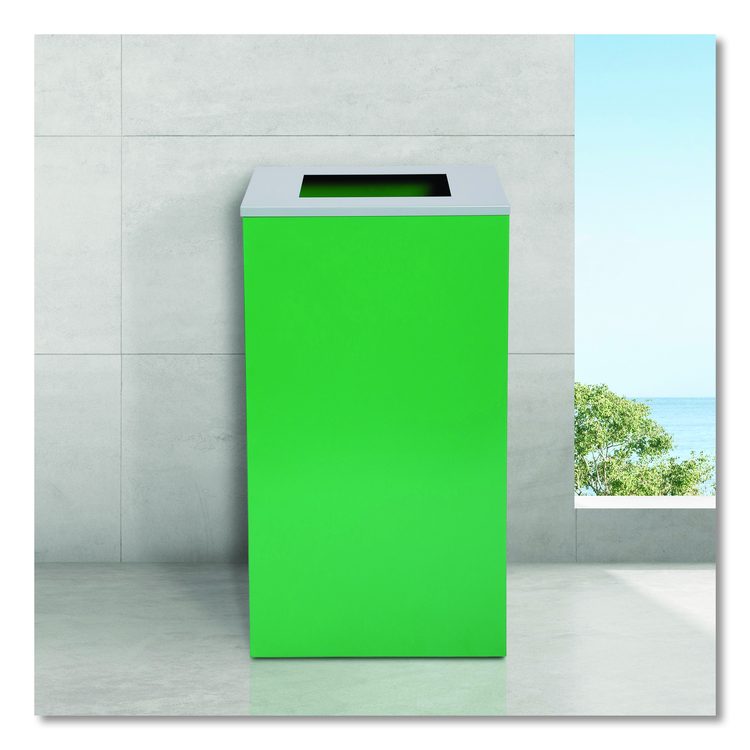 29 Gallon Trash/Recycling Cans, Steel, Green Can with Square Lid