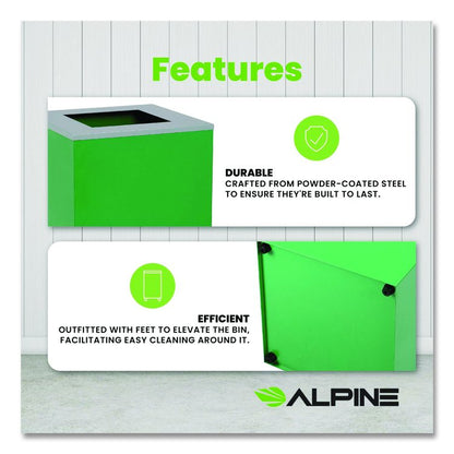 29 Gallon Trash/Recycling Cans, Steel, Green Can with Square Lid