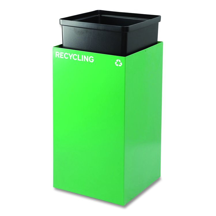 29 Gallon Trash/Recycling Cans, Steel, Green Recycling Can with Mixed Lid