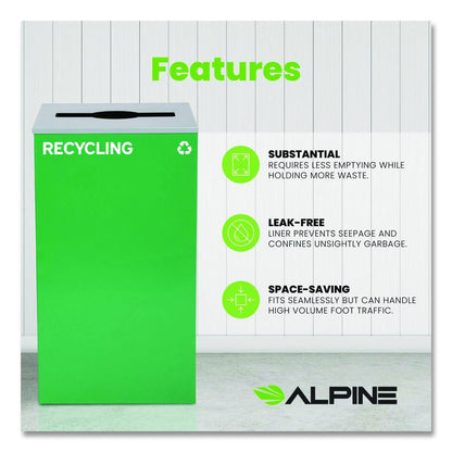 29 Gallon Trash/Recycling Cans, Steel, Green Recycling Can with Mixed Lid
