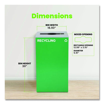 29 Gallon Trash/Recycling Cans, Steel, Green Recycling Can with Mixed Lid