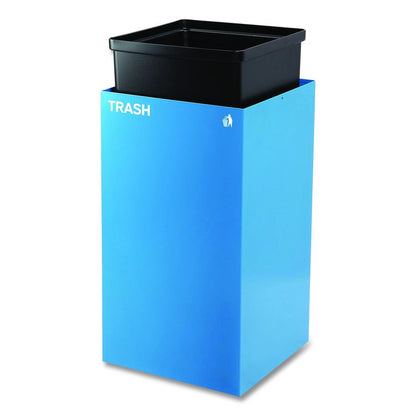 29 Gallon Trash/Recycling Cans, Steel, Blue Trash Can with Square Lid