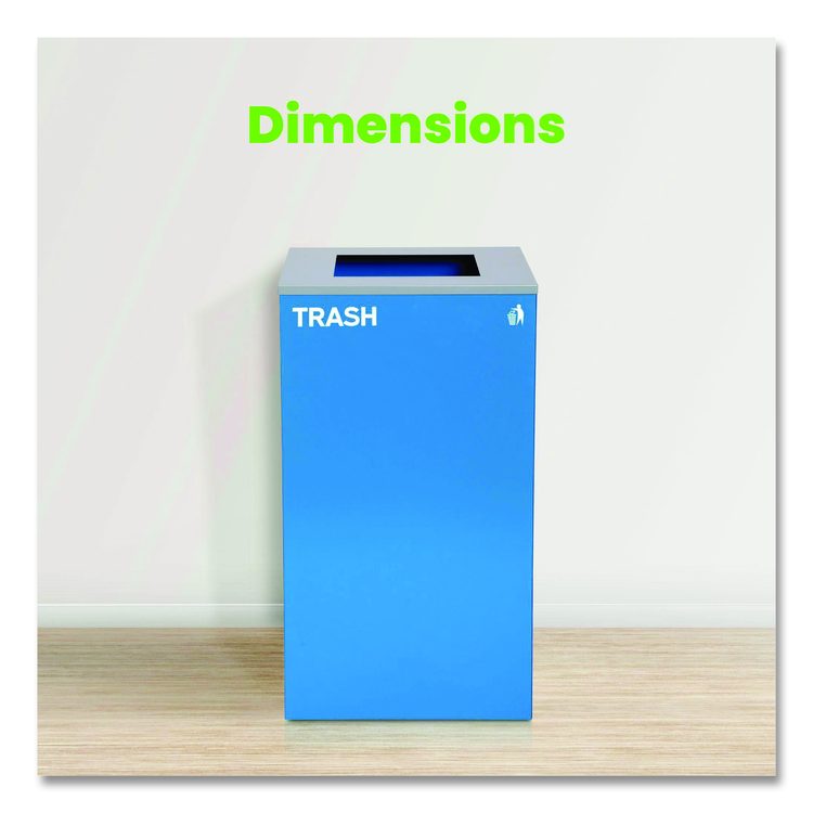 29 Gallon Trash/Recycling Cans, Steel, Blue Trash Can with Square Lid
