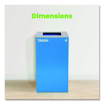 29 Gallon Trash/Recycling Cans, Steel, Blue Trash Can with Square Lid