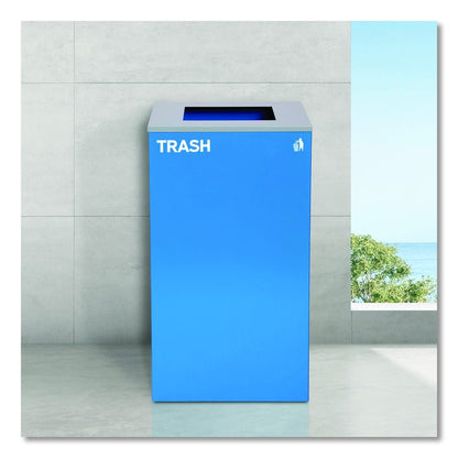 29 Gallon Trash/Recycling Cans, Steel, Blue Trash Can with Square Lid