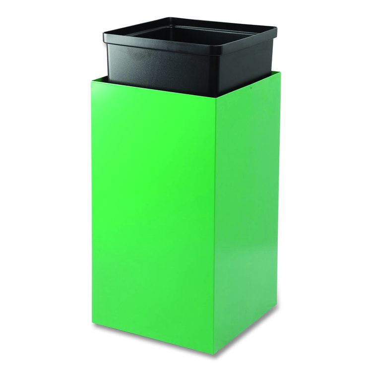 29 Gallon Trash/Recycling Cans, Steel, Green Can with Mixed Lid