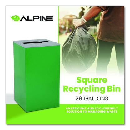 29 Gallon Trash/Recycling Cans, Steel, Green Can with Mixed Lid