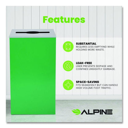 29 Gallon Trash/Recycling Cans, Steel, Green Can with Mixed Lid