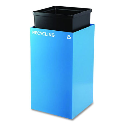29 Gallon Trash/Recycling Cans, Steel, Blue Recycling Can with Square Lid