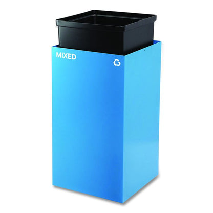 29 Gallon Trash/Recycling Cans, Steel, Blue Mixed Recycling Can with Square Lid