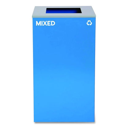 29 Gallon Trash/Recycling Cans, Steel, Blue Mixed Recycling Can with Square Lid