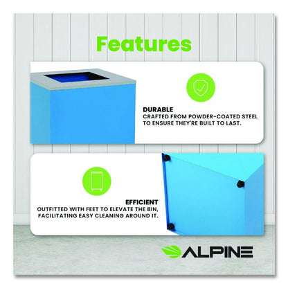 29 Gallon Trash/Recycling Cans, Steel, Blue Can with Square Lid