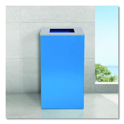 29 Gallon Trash/Recycling Cans, Steel, Blue Can with Square Lid