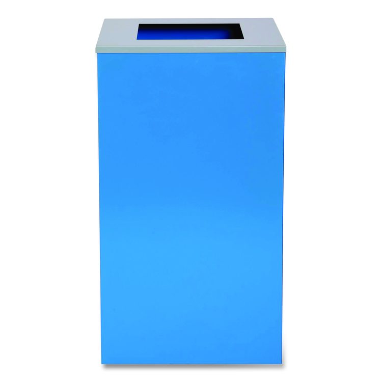 29 Gallon Trash/Recycling Cans, Steel, Blue Can with Square Lid