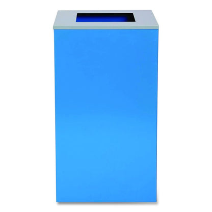 29 Gallon Trash/Recycling Cans, Steel, Blue Can with Square Lid