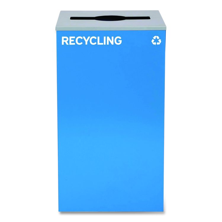 29 Gallon Trash/Recycling Cans, Steel, Blue Recycling Can with Mixed Lid