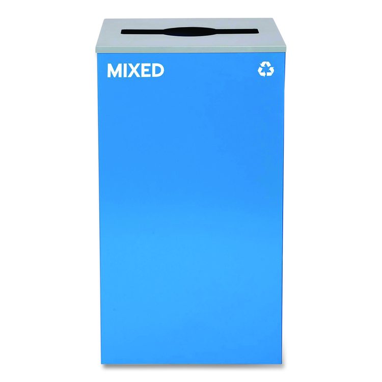 29 Gallon Trash/Recycling Cans, Steel, Blue Mixed Recycling Can with Mixed Lid