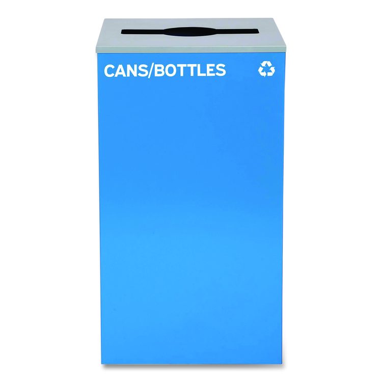 29 Gallon Trash/Recycling Cans, Steel, Blue Cans/Bottles Recycling Can with Mixed Lid