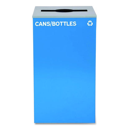 29 Gallon Trash/Recycling Cans, Steel, Blue Cans/Bottles Recycling Can with Mixed Lid