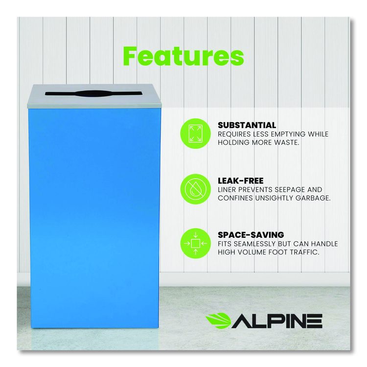 29 Gallon Trash/Recycling Cans, Steel, Blue Can with Mixed Lid