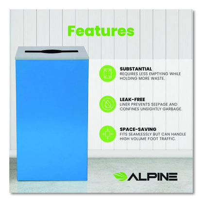 29 Gallon Trash/Recycling Cans, Steel, Blue Can with Mixed Lid