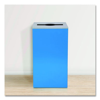 29 Gallon Trash/Recycling Cans, Steel, Blue Can with Mixed Lid