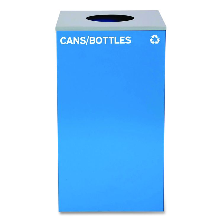29 Gallon Trash/Recycling Cans, Steel, Blue Cans/Bottles Recycling Can with Circle Lid