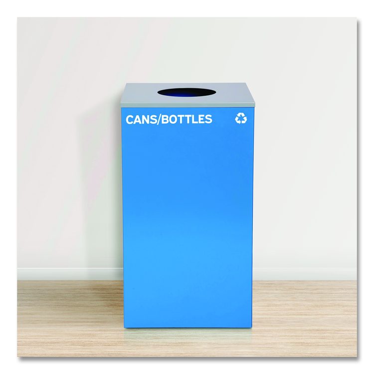 29 Gallon Trash/Recycling Cans, Steel, Blue Cans/Bottles Recycling Can with Circle Lid