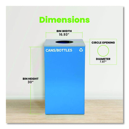 29 Gallon Trash/Recycling Cans, Steel, Blue Cans/Bottles Recycling Can with Circle Lid