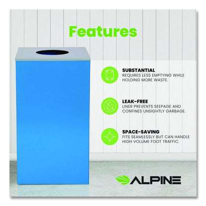 29 Gallon Trash/Recycling Cans, Steel, Blue Can with Circle Lid