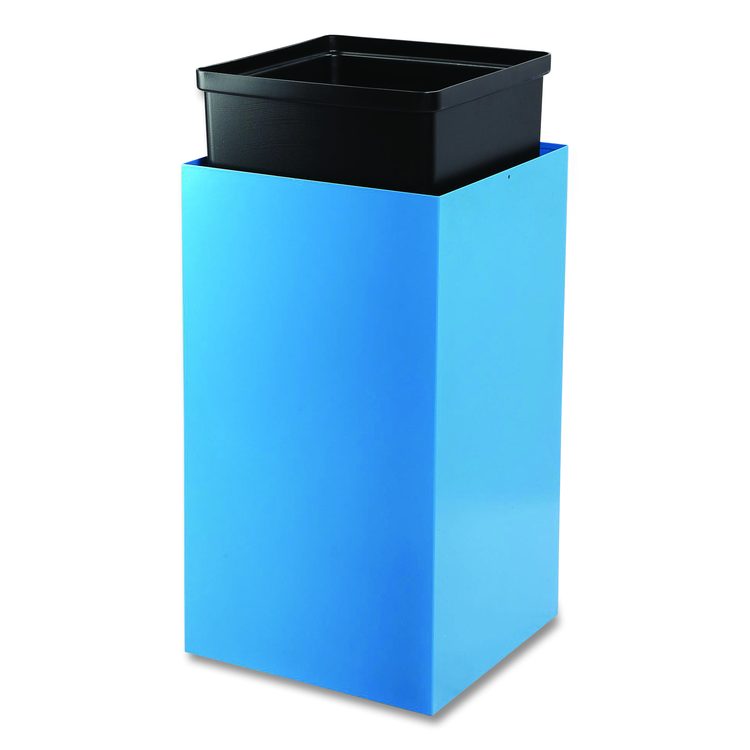 29 Gallon Trash/Recycling Cans, Steel, Blue Can with Circle Lid