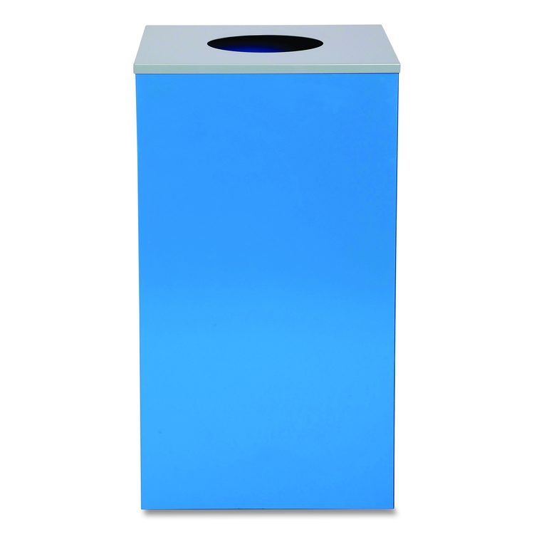 29 Gallon Trash/Recycling Cans, Steel, Blue Can with Circle Lid
