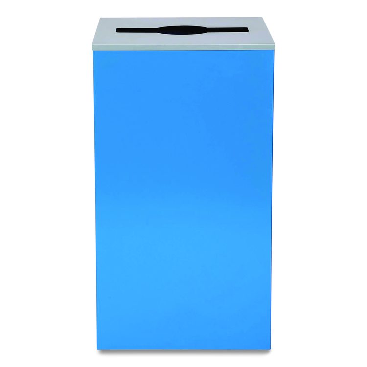 29 Gallon Trash/Recycling Cans, Steel, Blue Can with Mixed Lid