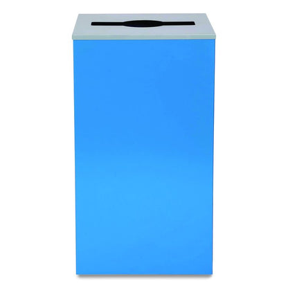 29 Gallon Trash/Recycling Cans, Steel, Blue Can with Mixed Lid