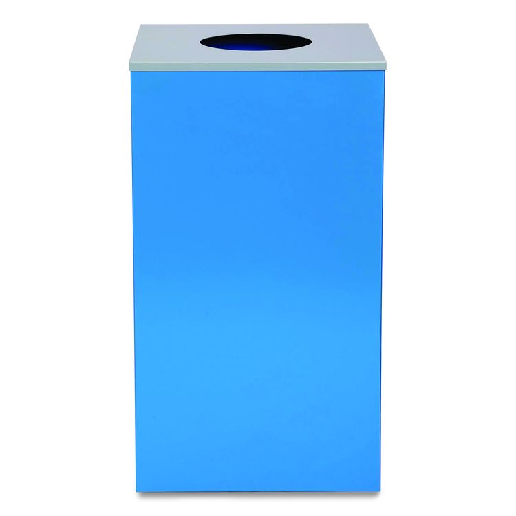 29 Gallon Trash/Recycling Cans, Steel, Blue Can with Circle Lid