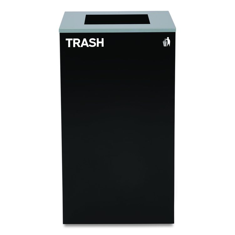 29 Gallon Trash/Recycling Cans, Steel, Black Trash Can with Square Lid