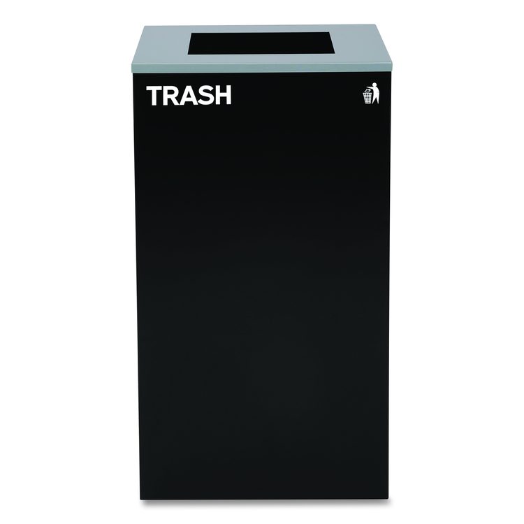 29 Gallon Trash/Recycling Cans, Steel, Black Trash Can with Square Lid