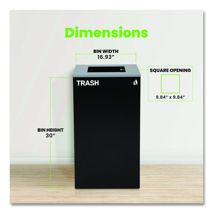 29 Gallon Trash/Recycling Cans, Steel, Black Trash Can with Square Lid